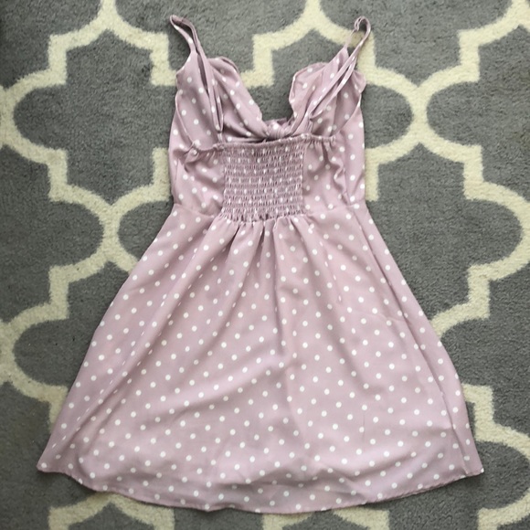 Polka Dot Bow Ruffle Mini Dress With Buttons - Picture 3 of 3